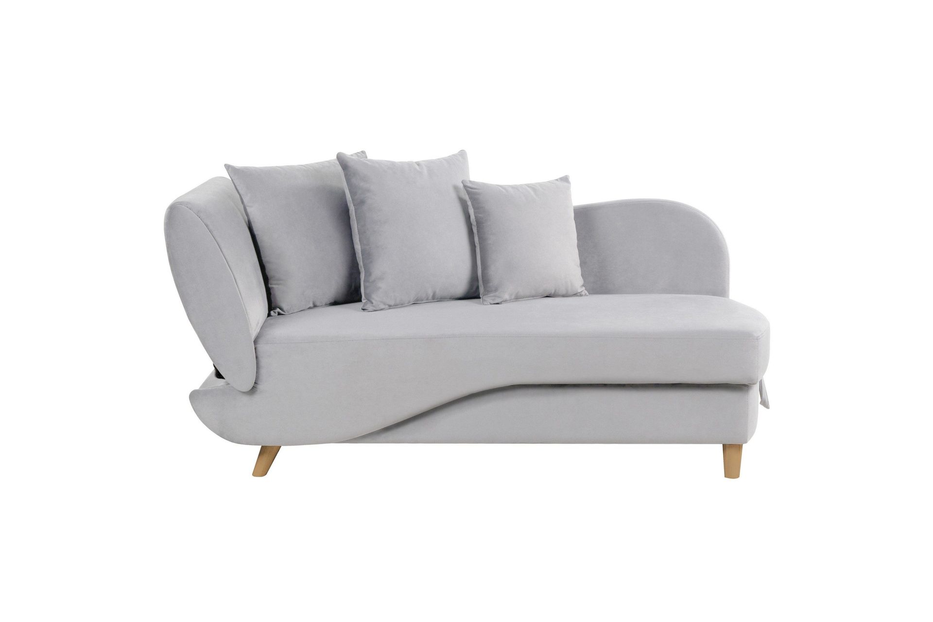 Sjeselong med oppbevaring Lysegrå Fløyel 2-seter Venstrevendt Justerbar ryggstøtte Pynteputer Moderne design