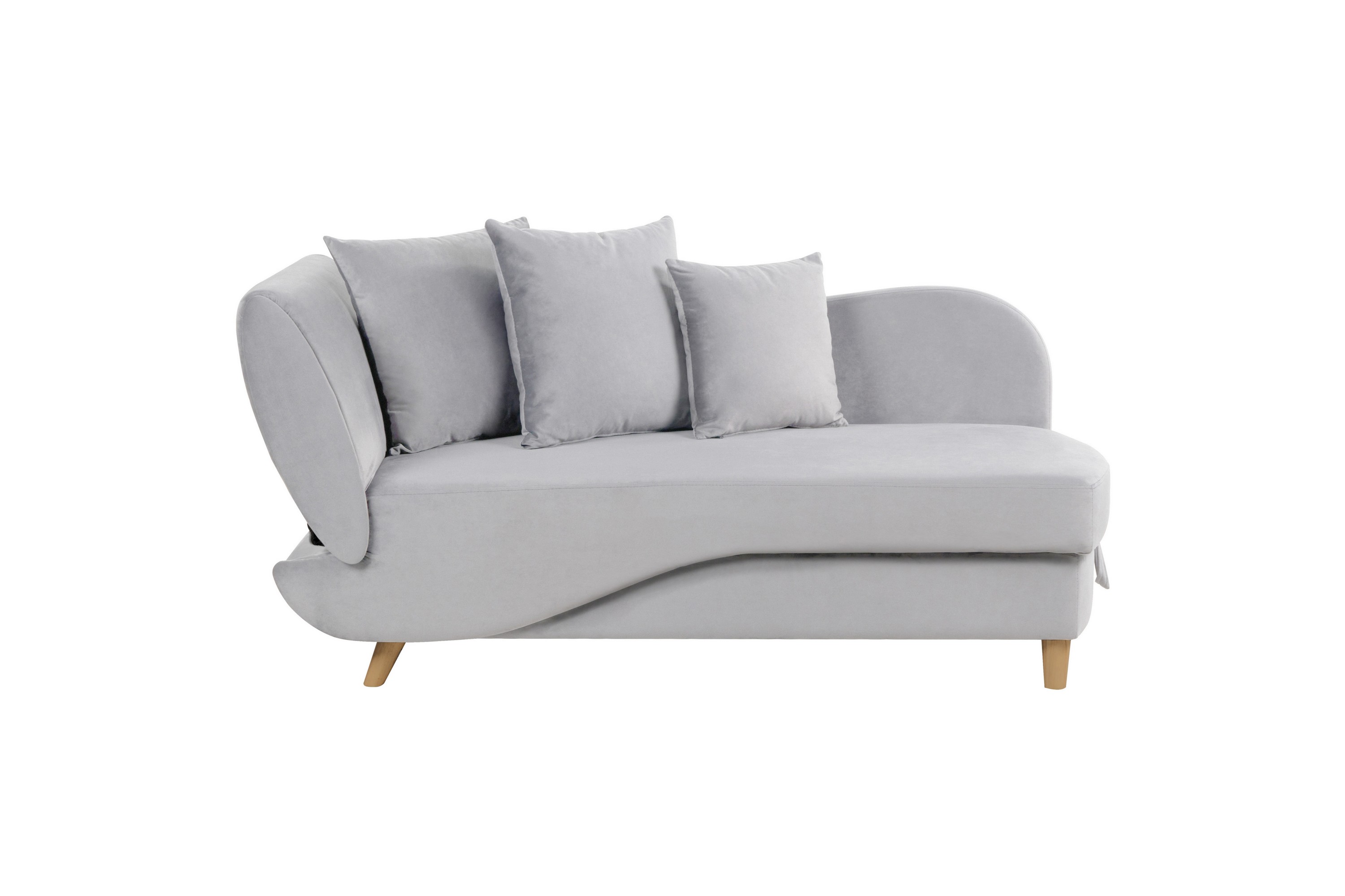 Sjeselong med oppbevaring Lysegrå Fløyel 2-seter Venstrevendt Justerbar ryggstøtte Pynteputer Moderne design