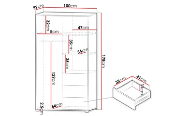 Agawal Garderob med Speil 100x175 cm - Brun - Oppbevaring - Garderober & garderobesystem