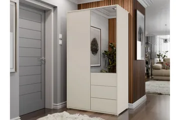 Agawal Garderobeskap med Speil 100x178 cm - Beige - Oppbevaring - Garderober & garderobesystem