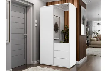 Agawal Garderobeskap med Speil 100x178 cm - Hvit - Oppbevaring - Garderober & garderobesystem