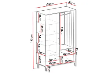 Aggarwal Garderobeskap med Speil 105x197 cm - Beige - Oppbevaring - Garderober & garderobesystem