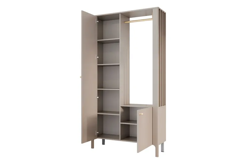 Aggarwal Garderobeskap med Speil 105x197 cm - Beige - Oppbevaring - Garderober & garderobesystem