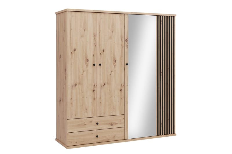 Aldbrough Garderobeskap med Speil 200x213 cm, Brun / Svart