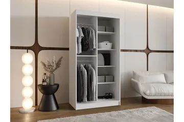 Amira Garderobe med Speil 100x200 cm i Malt Tre - Beige - Oppbevaring - Garderober & garderobesystem