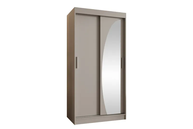 Amira Garderobe med Speil 100x200 cm i Malt Tre, Beige