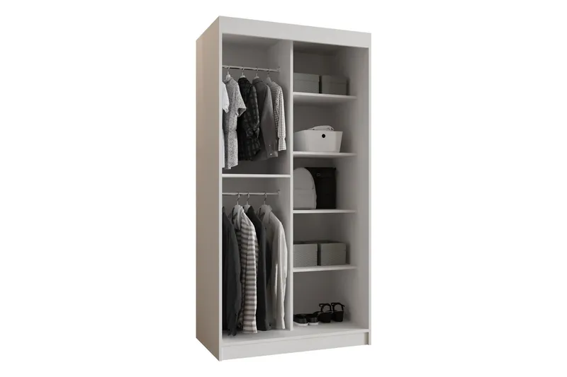 Amira Garderobe med Speil 100x200 cm i Malt Tre - Beige - Oppbevaring - Garderober & garderobesystem