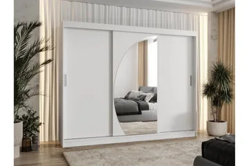 Amira Garderobe med Speil 250x200 cm i Malt Tre - Hvit - Oppbevaring - Garderober & garderobesystem