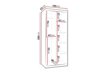 Amira Garderobeskap Med Speil 100x200 cm - Beige - Oppbevaring - Garderober & garderobesystem