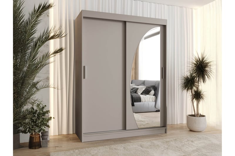 Amira Garderobeskap Med Speil 150x200 cm - Beige - Oppbevaring - Garderober & garderobesystem