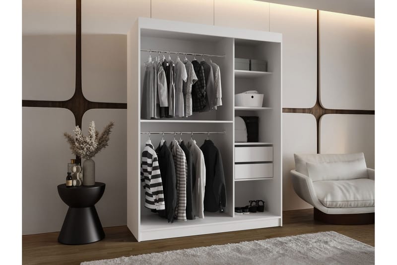 Amira Garderobeskap Med Speil 150x200 cm - Beige - Oppbevaring - Garderober & garderobesystem