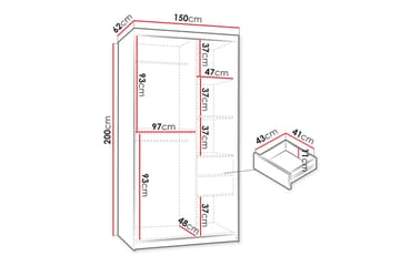Amira Garderobeskap Med Speil 150x200 cm - Beige - Oppbevaring - Garderober & garderobesystem