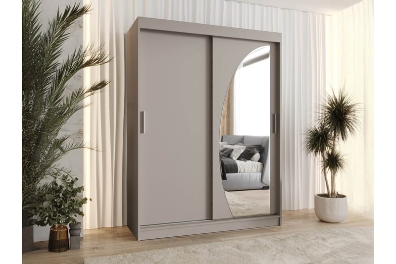 Amira Garderobeskap Med Speil 150x200 cm - Beige - Oppbevaring - Garderober & garderobesystem