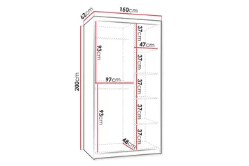 Amira Garderobeskap Med Speil 150x200 cm - Oppbevaring - Garderober & garderobesystem