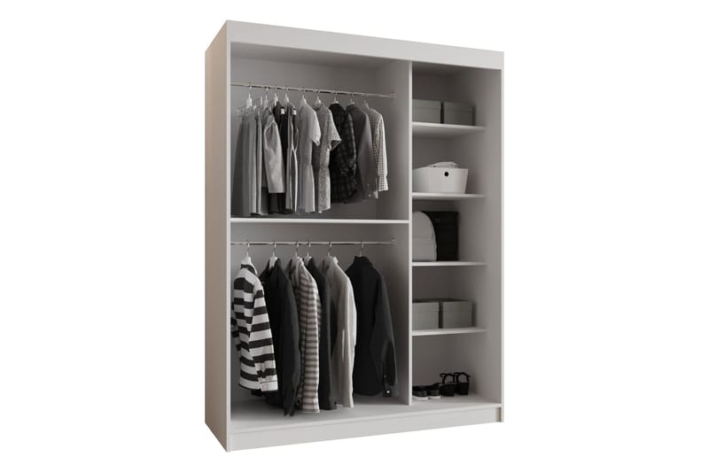 Amira Garderobeskap Med Speil 150x200 cm - Oppbevaring - Garderober & garderobesystem