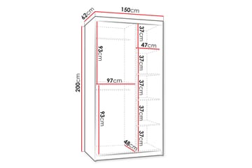 Amira Garderobeskap Med Speil 150x200 cm - Oppbevaring - Garderober & garderobesystem