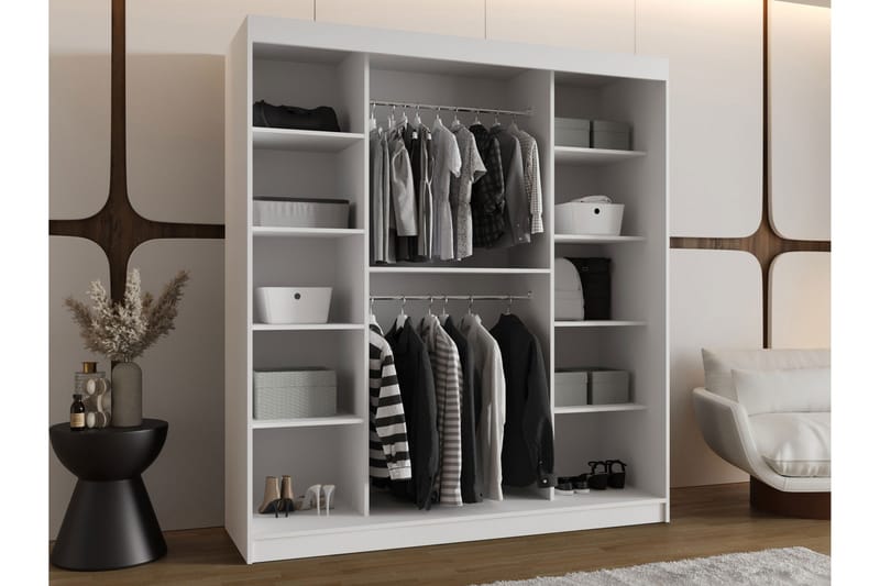 Amira Garderobeskap Med Speil 180x200 cm - Beige - Oppbevaring - Garderober & garderobesystem