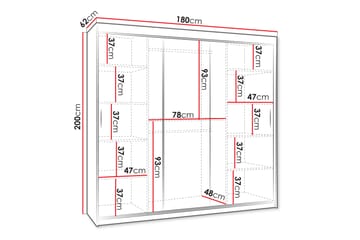 Amira Garderobeskap Med Speil 180x200 cm - Oppbevaring - Garderober & garderobesystem