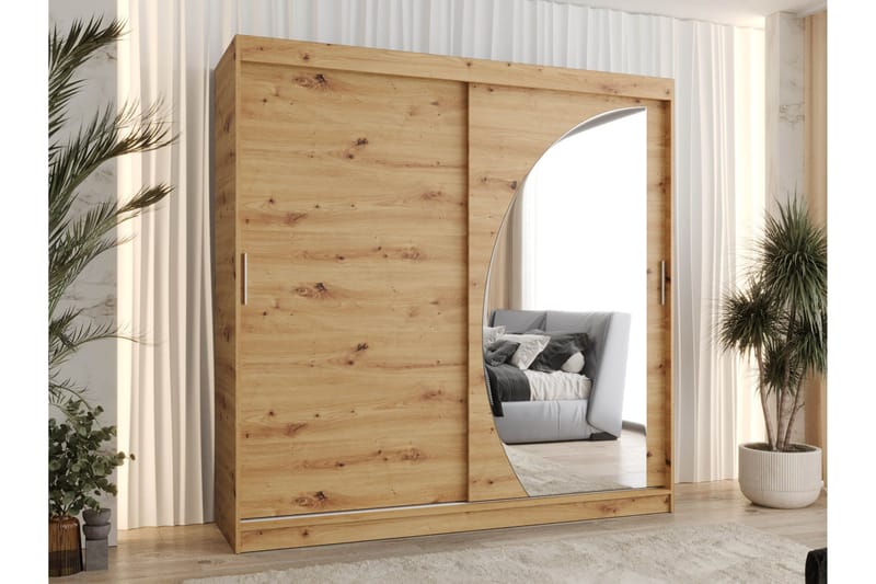 Amira Garderobeskap Med Speil 200x200 cm - Brun - Oppbevaring - Garderober & garderobesystem