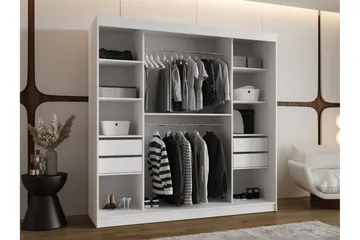 Amira Garderobeskap Med Speil 200x200 cm - Grå - Oppbevaring - Garderober & garderobesystem