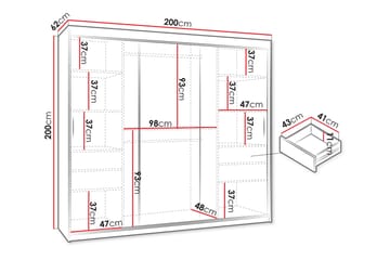 Amira Garderobeskap Med Speil 200x200 cm - Grå - Oppbevaring - Garderober & garderobesystem