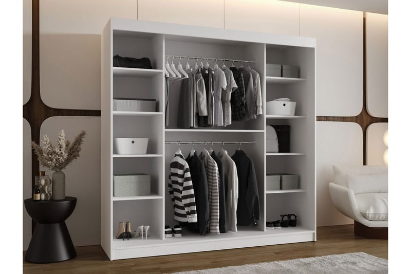 Amira Garderobeskap Med Speil 200x200 cm - Oppbevaring - Garderober & garderobesystem