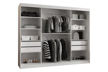 Amira Garderobeskap Med Speil 250x200 cm - Hvit - Oppbevaring - Garderober & garderobesystem