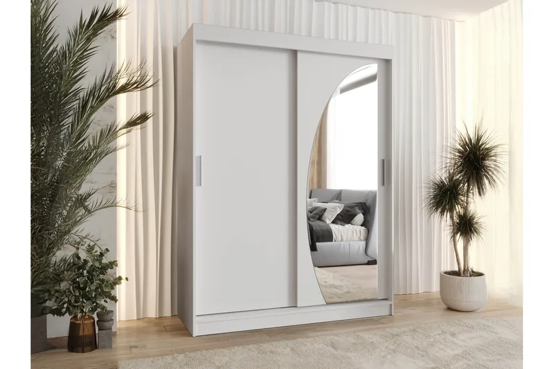 Amira Klesskap med Speil 150x200 cm i Tre - Hvit - Oppbevaring - Garderober & garderobesystem