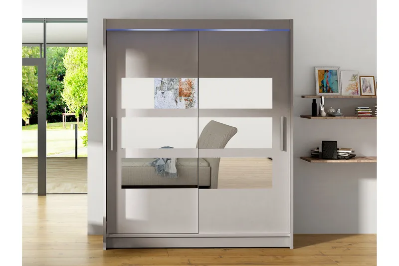 Bay Garderobe Med Speil 150x200 cm - Beige - Oppbevaring - Garderober & garderobesystem