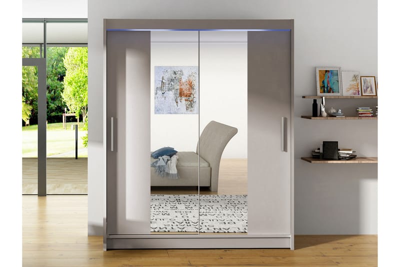 Bay Garderobe Med Speil 150x200 cm - Beige - Oppbevaring - Garderober & garderobesystem
