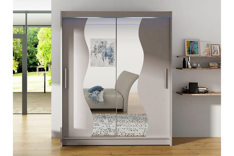 Bay Garderobe Med Speil 150x200 cm - Beige - Oppbevaring - Garderober & garderobesystem