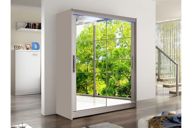 Bay Garderobe Med Speil 150x200 cm - Beige - Oppbevaring - Garderober & garderobesystem