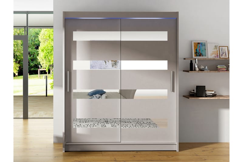 Bay Garderobe Med Speil 150x200 cm - Beige - Oppbevaring - Garderober & garderobesystem