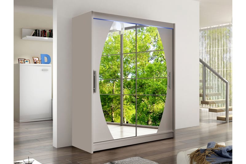 Bay Garderobe Med Speil 150x200 cm - Beige - Oppbevaring - Garderober & garderobesystem