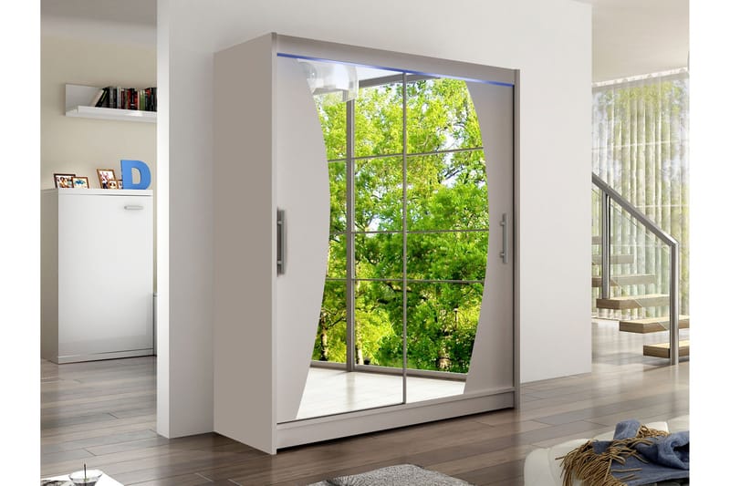 Bay Garderobe Med Speil 150x200 cm - Beige - Oppbevaring - Garderober & garderobesystem