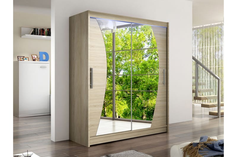 Bay Garderobe Med Speil 150x200 cm - Brun - Oppbevaring - Garderober & garderobesystem