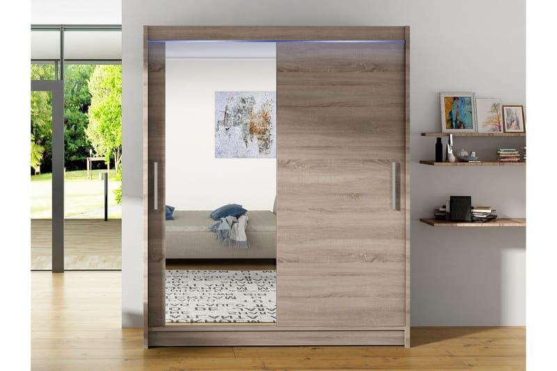 Bay Garderobe Med Speil 150x200 cm - Brun - Oppbevaring - Garderober & garderobesystem