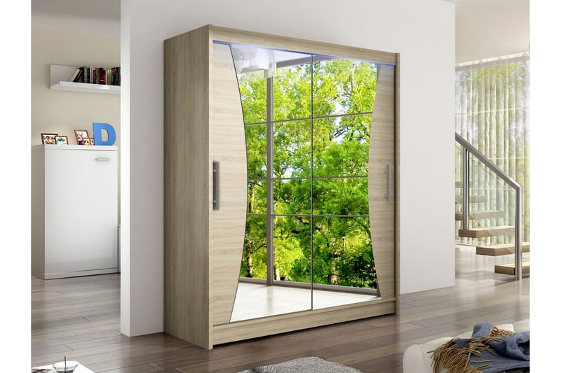 Bay Garderobe Med Speil 150x200 cm - Brun - Oppbevaring - Garderober & garderobesystem