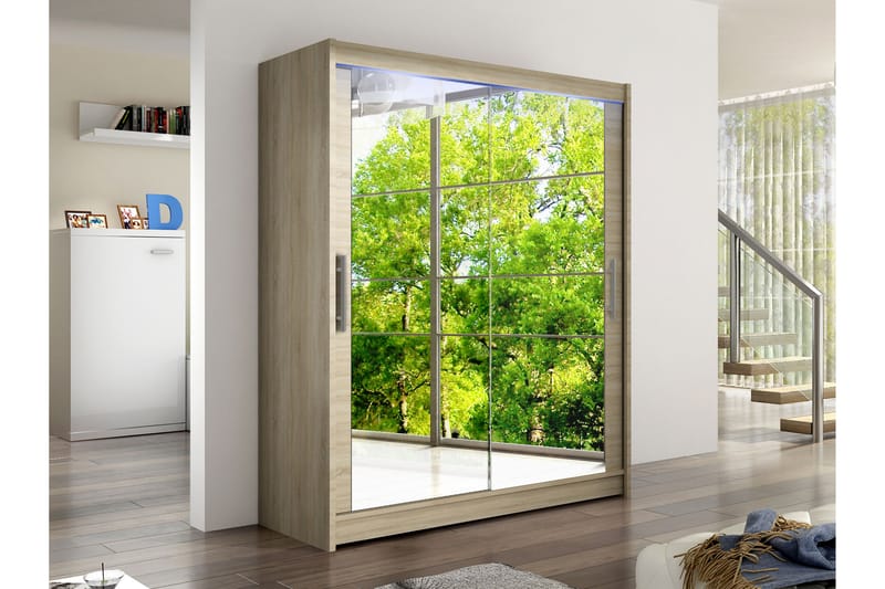 Bay Garderobe Med Speil 150x200 cm - Brun - Oppbevaring - Garderober & garderobesystem