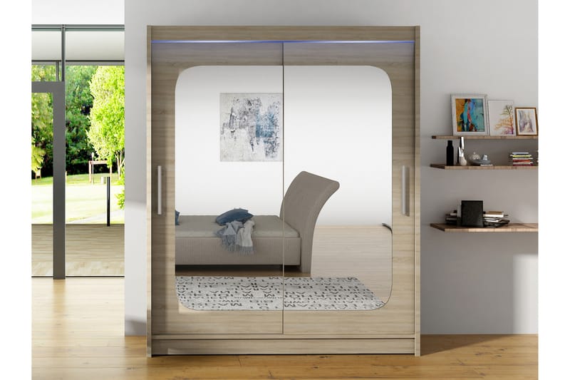 Bay Garderobe Med Speil 150x200 cm - Brun - Oppbevaring - Garderober & garderobesystem
