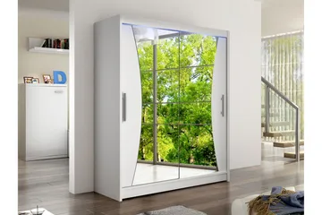 Bay Garderobe Med Speil 150x200 cm - Hvit - Oppbevaring - Garderober & garderobesystem