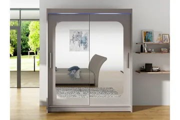 Bay Garderobe Med Speil 150x200 cm - Hvit - Oppbevaring - Garderober & garderobesystem