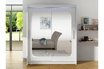 Bay Garderobe Med Speil 150x200 cm - Hvit - Oppbevaring - Garderober & garderobesystem