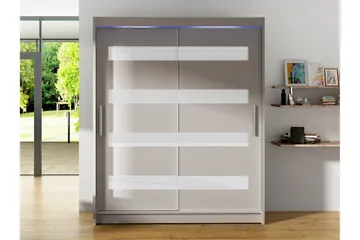 Bay Garderobe Med Speil 150x200 cm - Hvit - Oppbevaring - Garderober & garderobesystem