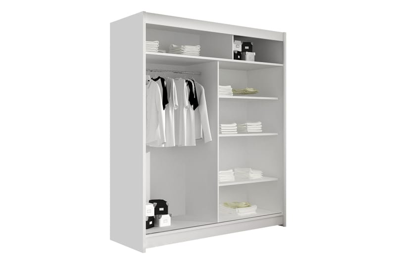 Bay Garderobe Med Speil 150x200 cm - Hvit - Oppbevaring - Garderober & garderobesystem