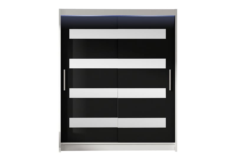 Bay Garderobe Med Speil 150x200 cm, Svart Og Hvitt