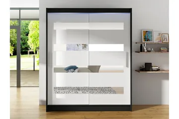 Bay Garderobe Med Speil 150x200 cm - Svart Og Hvitt - Oppbevaring - Garderober & garderobesystem