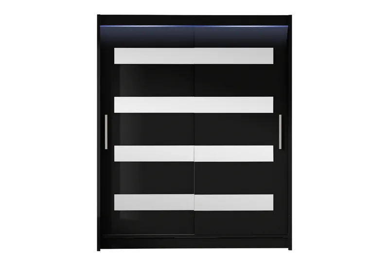 Bay Garderobe Med Speil 150x200 cm, Svart