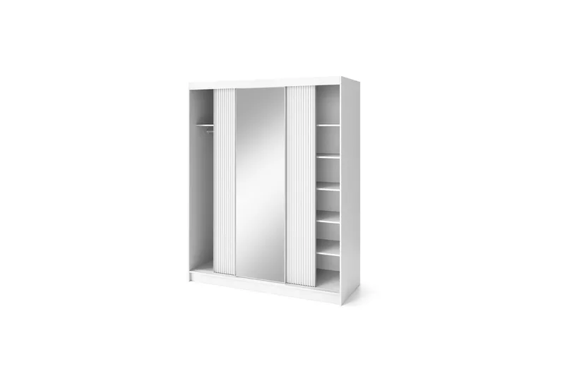 Biancco Garderobe med Speil 120 cm i Malt Tre - Hvit - Oppbevaring - Garderober & garderobesystem