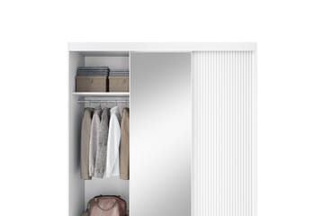 Biancco Garderobe med Speil 120 cm i Malt Tre - Hvit - Oppbevaring - Garderober & garderobesystem